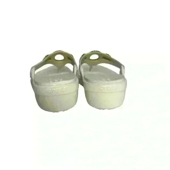 Crocs Sanrah Diamante Wedge Oyster/Rose Gold Women's 4W  (D264) - Picture 4 of 8